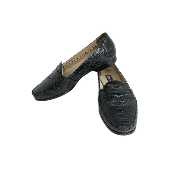 Ennesi Black Reptile Snakeskin Mens Slip On Loafers Size 9 Snakeskin main image 11